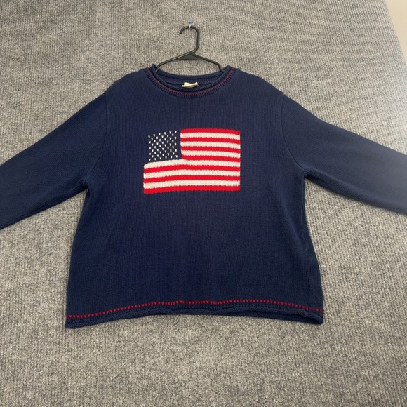 Cotton Country Parkhurst Other - Cotton Country Parkhurst Sweater Mens XL Blue Cotton USA Flag Americana Vintage